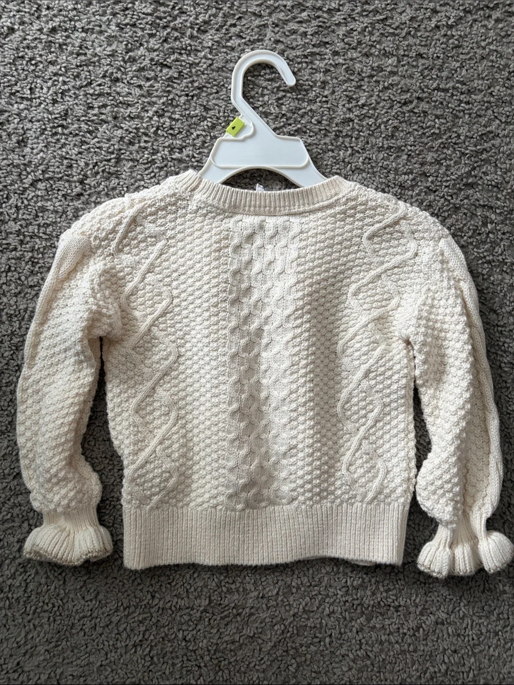 GAP Cream Ruffle Cable-Knit Crewneck Sweater